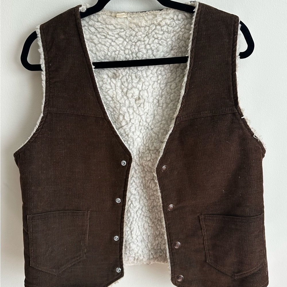 Brown Corduroy Vest with Sherpa Lining